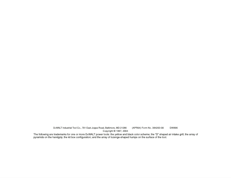 Page n°1 - Manuel utilisateur DeWalt DW896