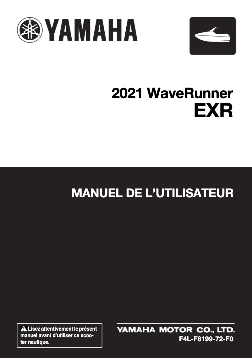 Page n°1 - Manuel utilisateur Yamaha WaveRunner EXR (2021)