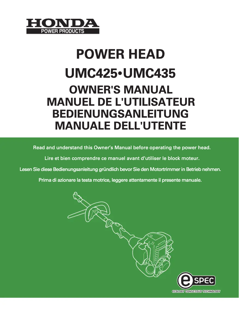 Page 1 de la notice Manuel utilisateur Honda UMC425