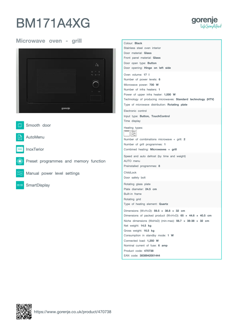 Image de la première page du manuel de l'appareil BM171A4XG