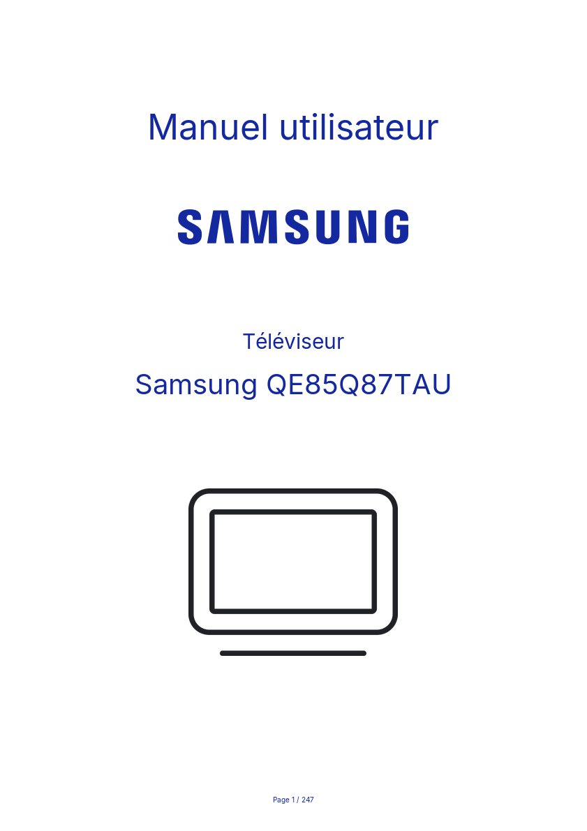 Image de la première page du manuel de l'appareil QE85Q87TAU