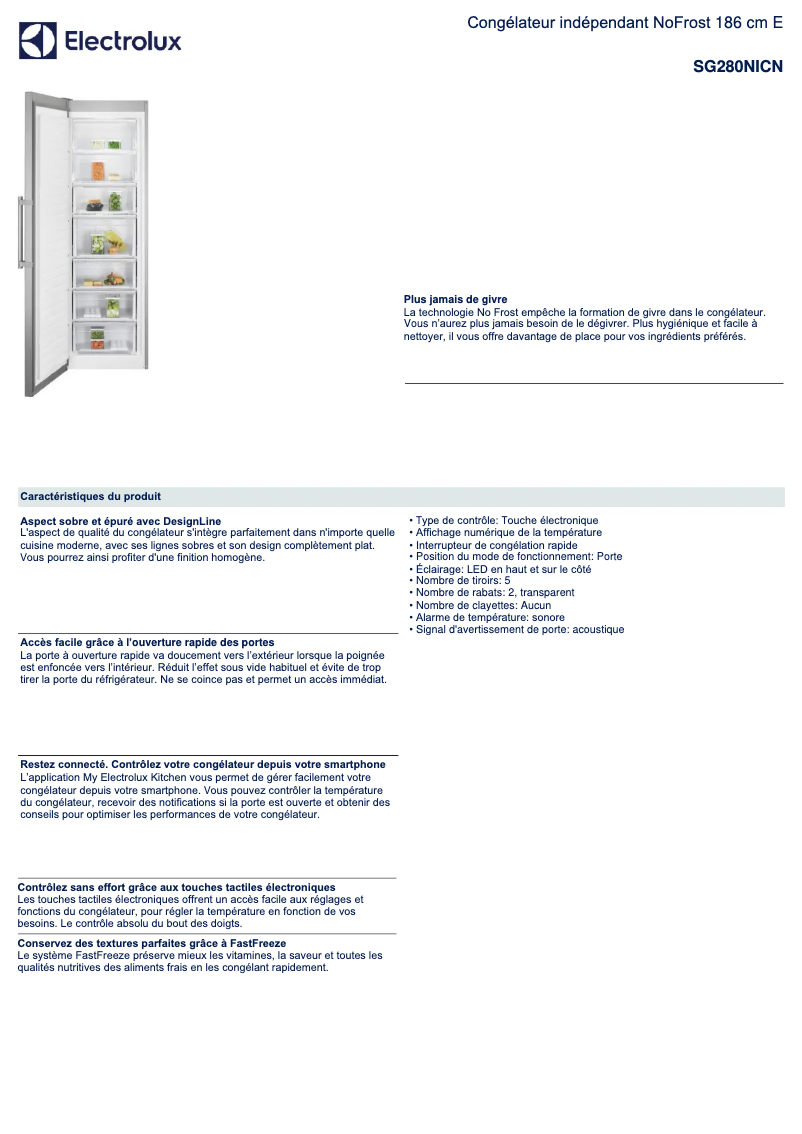 Page n°1 - Fiche technique Electrolux SG280NICN