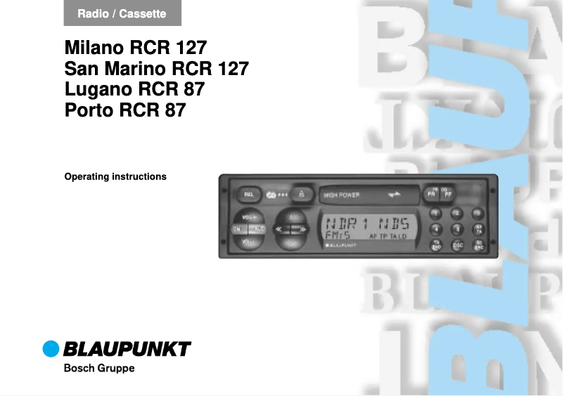 Page 1 de la notice Manuel utilisateur Blaupunkt Lugano RCR 87