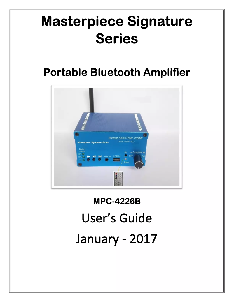 Page 1 de la notice Manuel utilisateur Masterpiece Signature Series MPC-4277