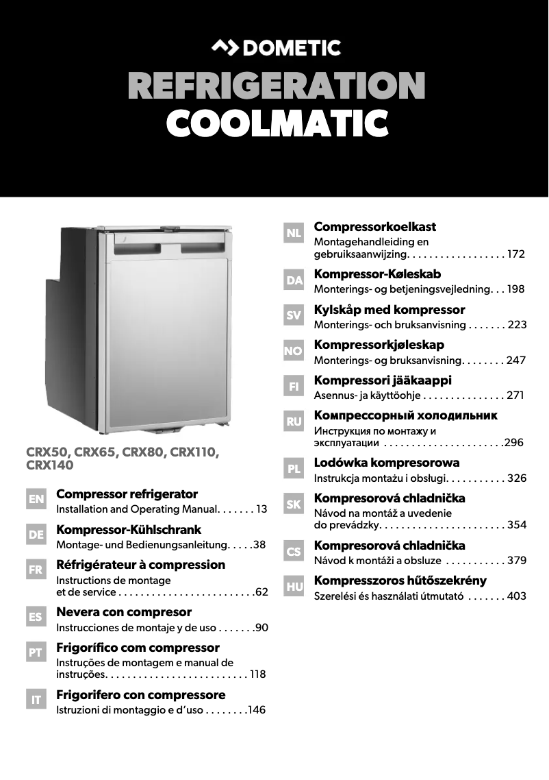 Página 1 del manual Manual de usuario Dometic CoolMatic CRX 110