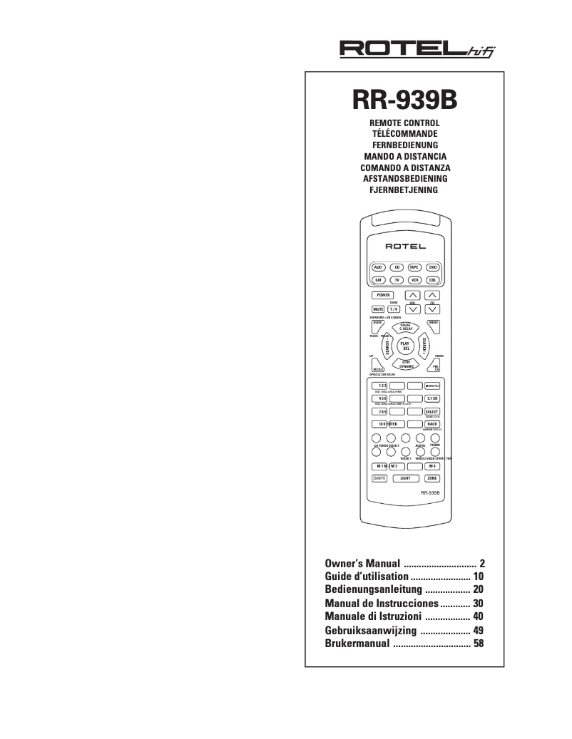 Image de la première page du manuel de l'appareil RR-939B