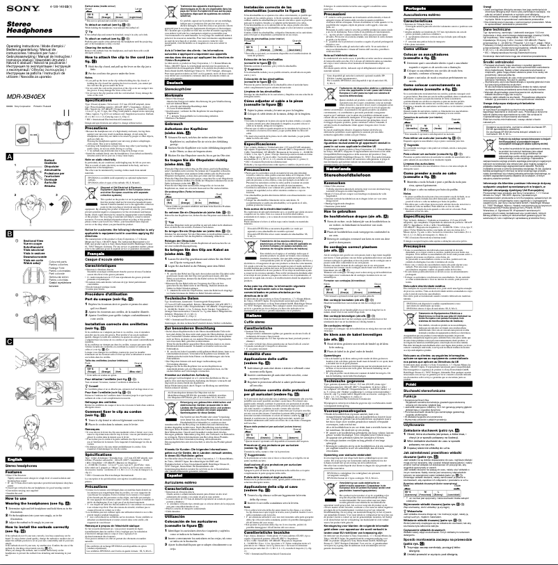 Page 1 de la notice Manuel utilisateur Sony MDR-XB40EX