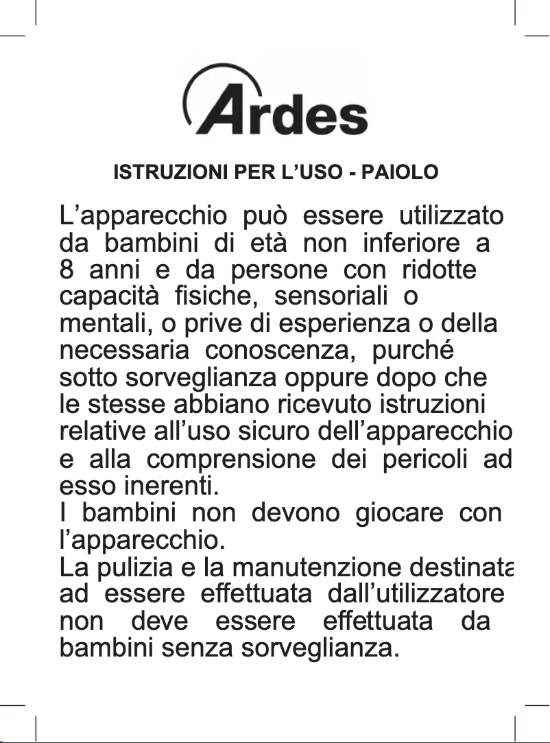 Page 1 de la notice Manuel utilisateur Ardes AR2480