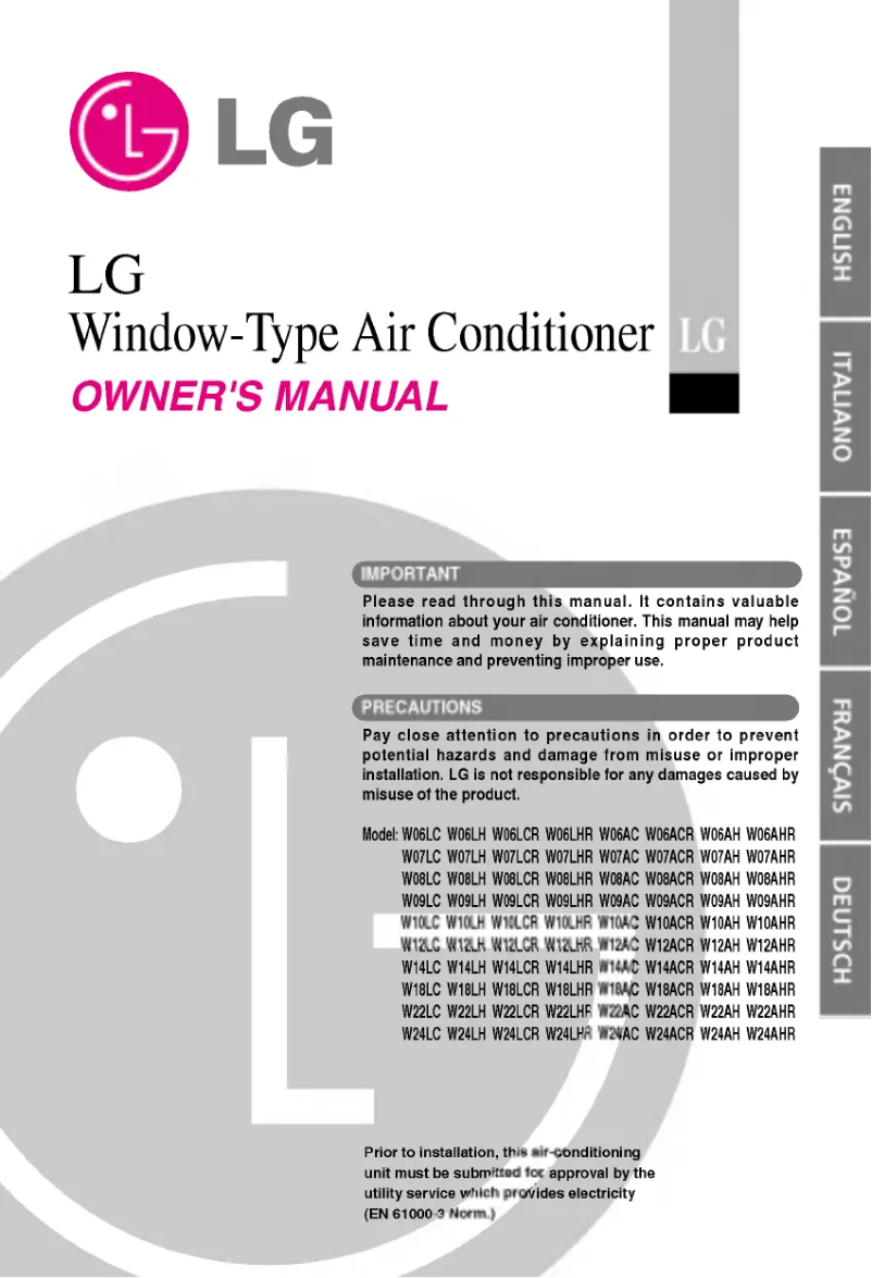 Image de la première page du manuel de l'appareil AWC226NGAB0