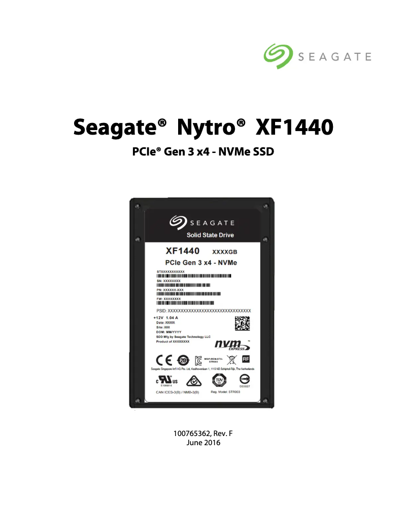 Page n°1 - Manuel utilisateur Seagate Nytro XF1440