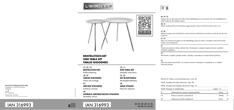 Page 1 de la notice Manuel utilisateur Livarno Lux IAN 316993