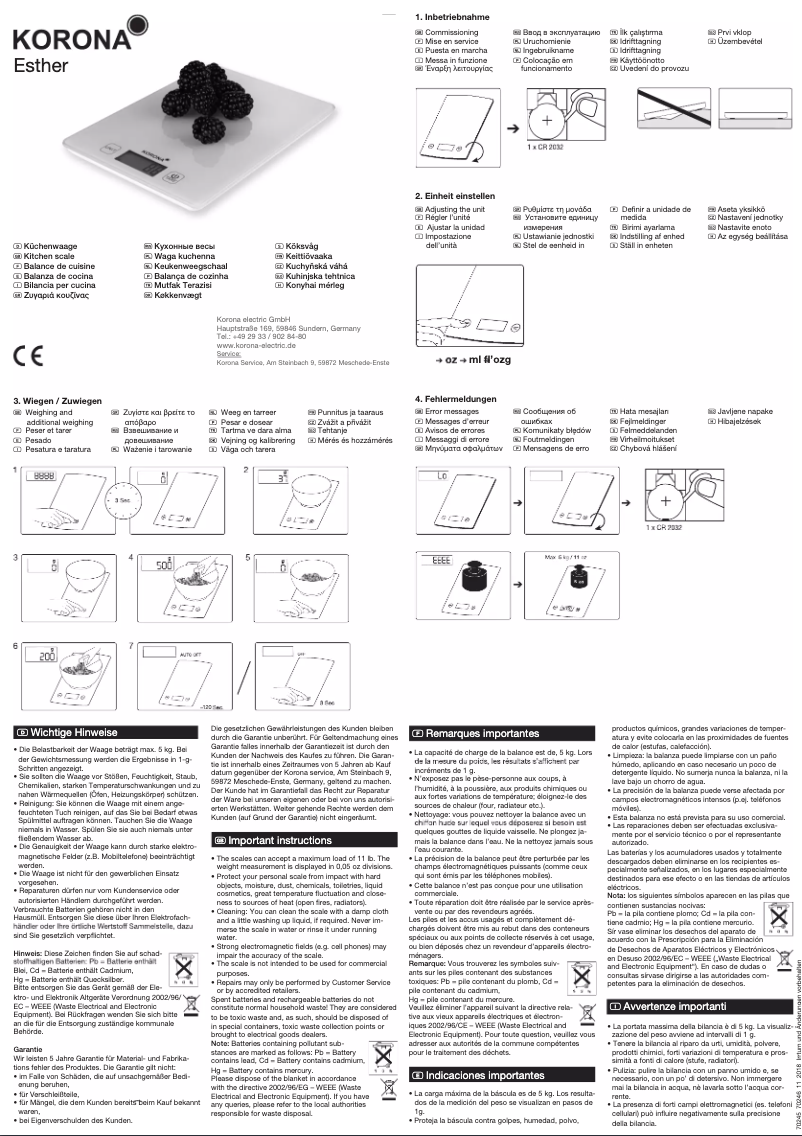 Page 1 de la notice Manuel utilisateur Korona Esther 70246