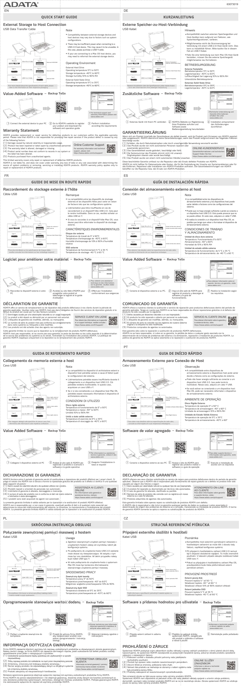 Page n°1 - Manuel utilisateur ADATA SC750
