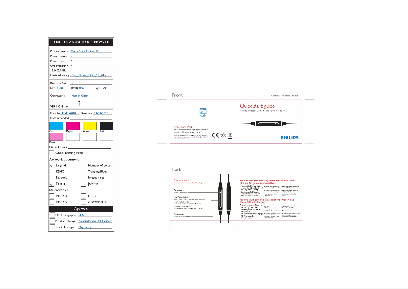 Page 1 de la notice Guide de démarrage rapide Philips SHQ1007