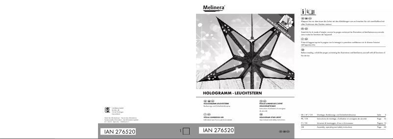 Page 1 de la notice Manuel utilisateur Melinera Z30253