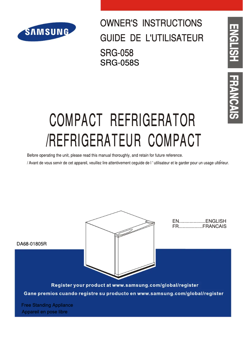 Page 1 de la notice Manuel utilisateur Samsung SR-058S
