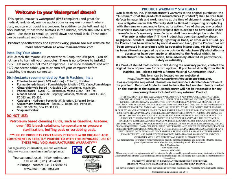 Page 1 de la notice Manuel utilisateur Man & Machine PM/MAG/W5