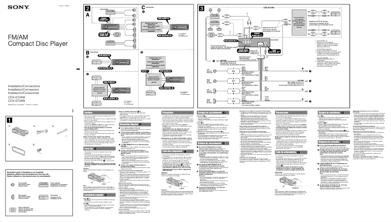 Image de la première page du manuel de l'appareil CDX-GT34W