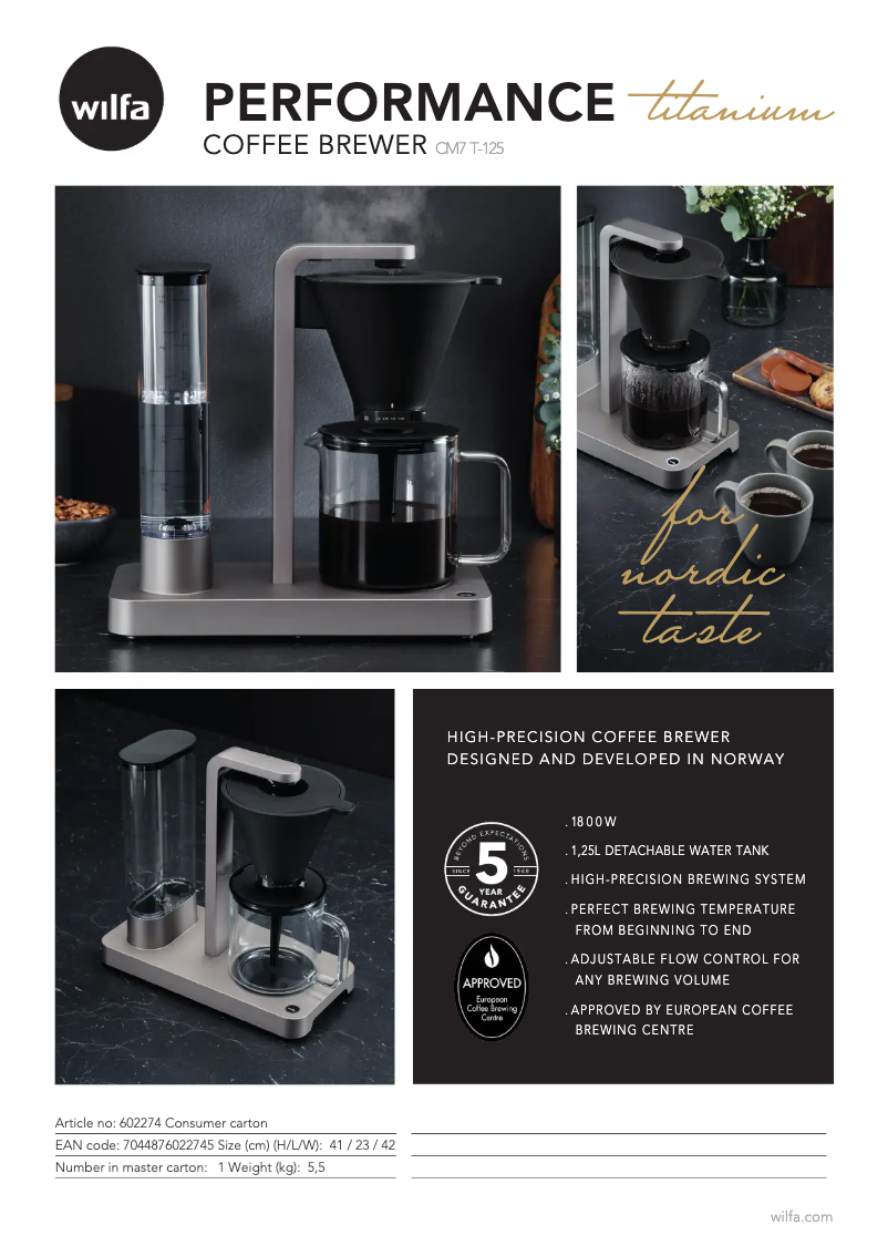 Page n°1 - Fiche technique Wilfa Performance CM7T-125