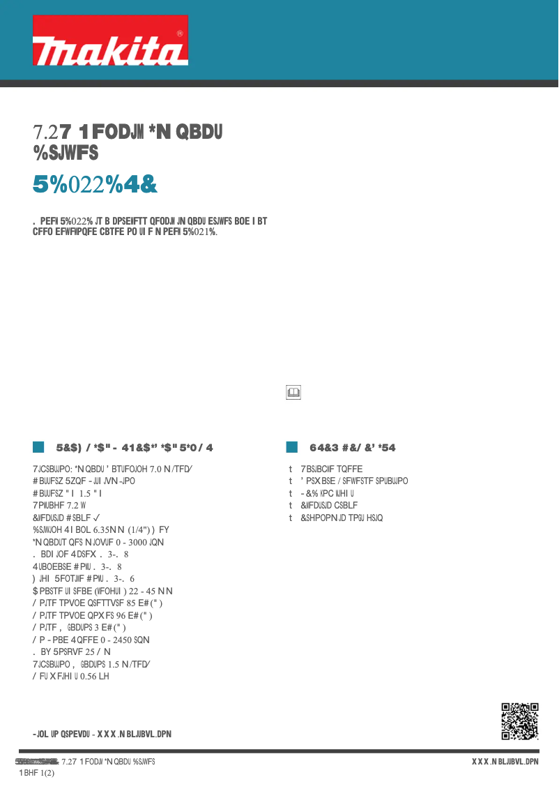 Page 1 de la notice Fiche technique Makita TD022DSE