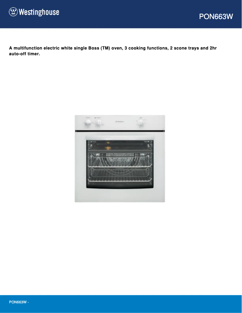 Page 1 de la notice Manuel utilisateur Westinghouse PON663W