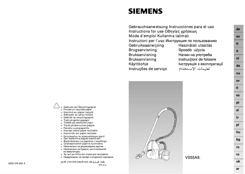 Page n°1 - Manuel utilisateur Siemens VS59A10