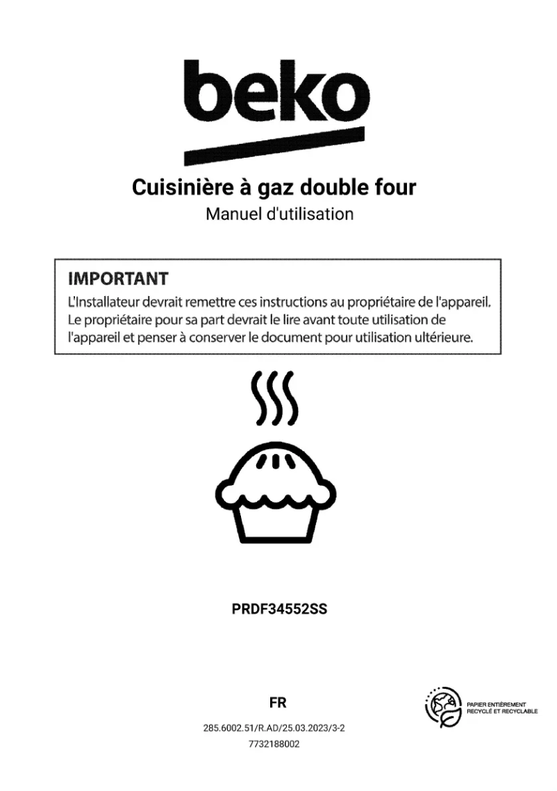 Page n°1 - Manuel utilisateur Beko PRGR34552SS