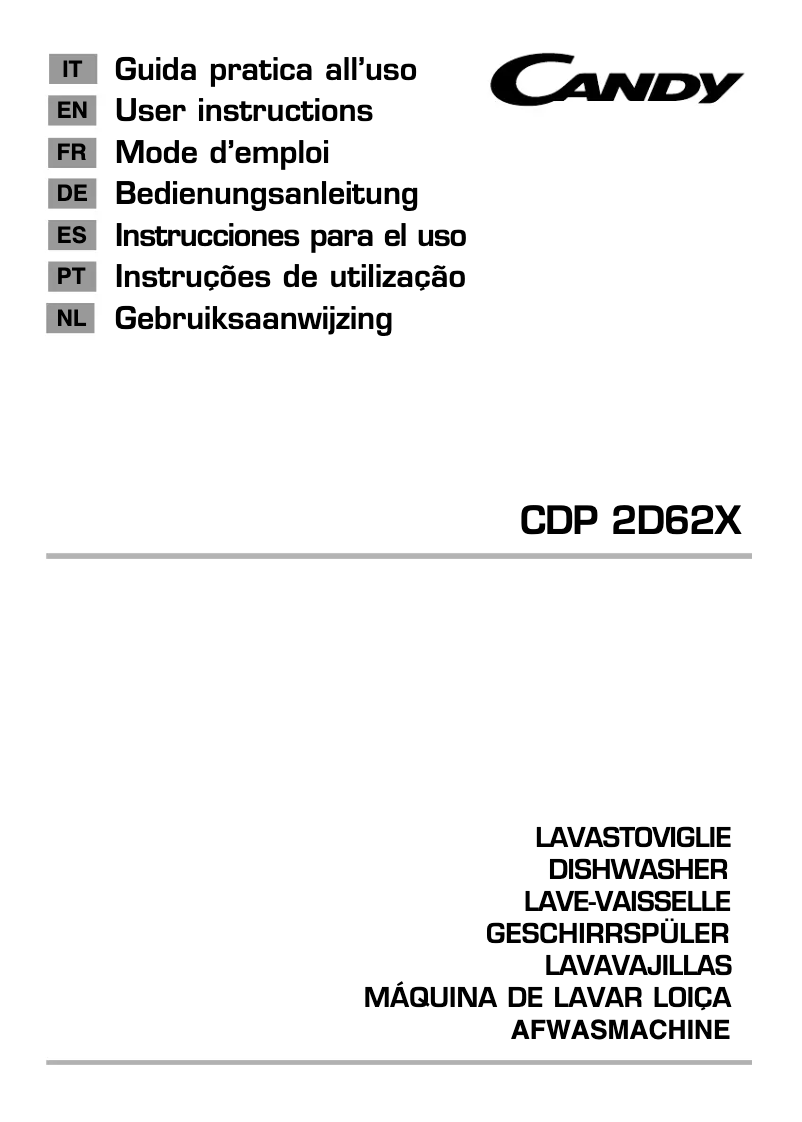 Page 1 de la notice Manuel utilisateur Candy CDP 2D62X