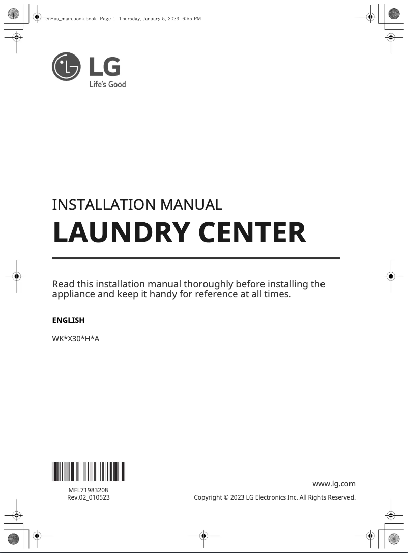 Page n°1 - Guide d'installation LG WKGX301HBA
