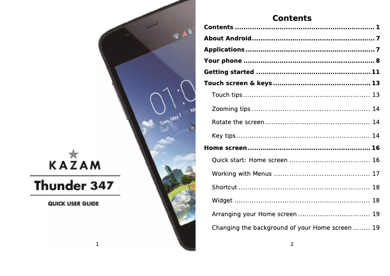 Page 1 de la notice Manuel utilisateur Kazam Thunder 347