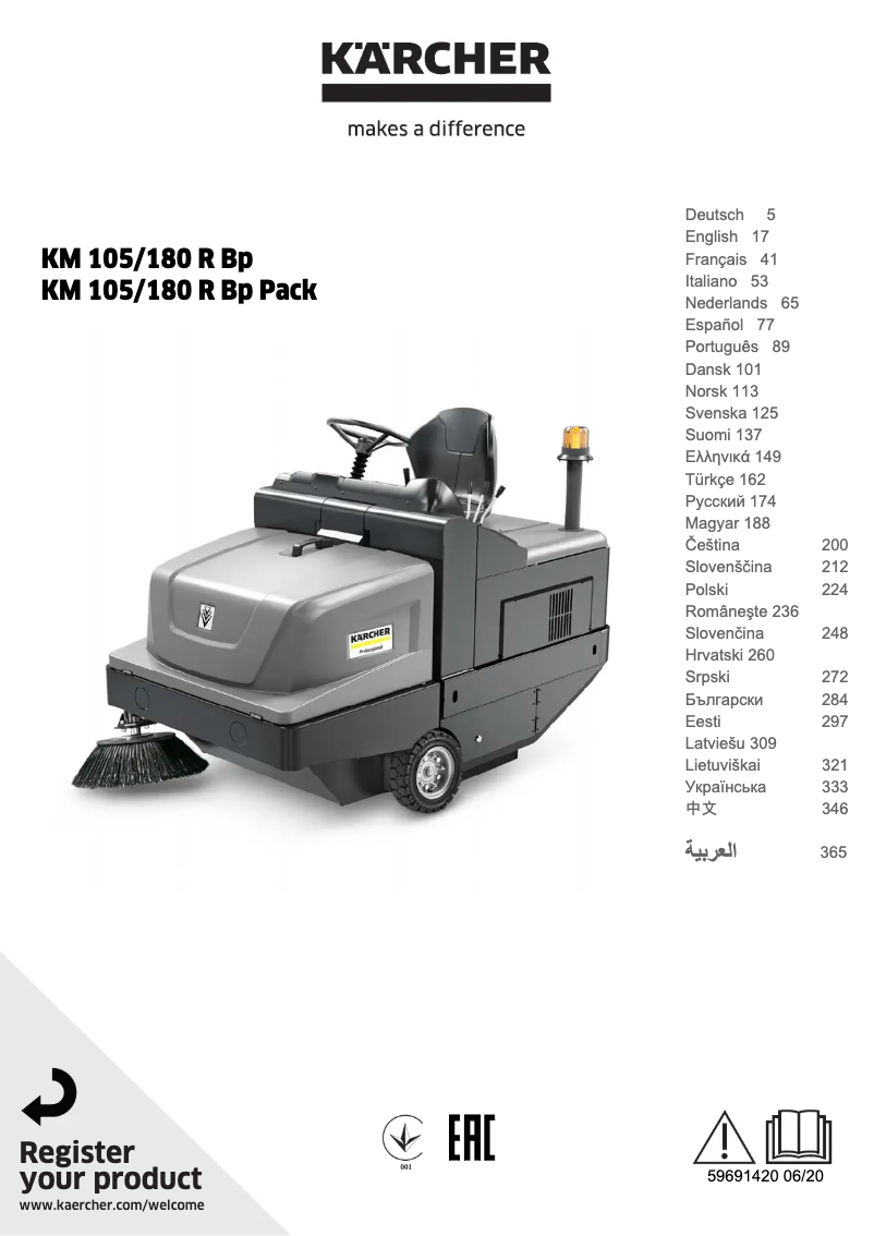 Imagen de la primera página del manual del dispositivo KM 105/180 R Bp Pack Classic