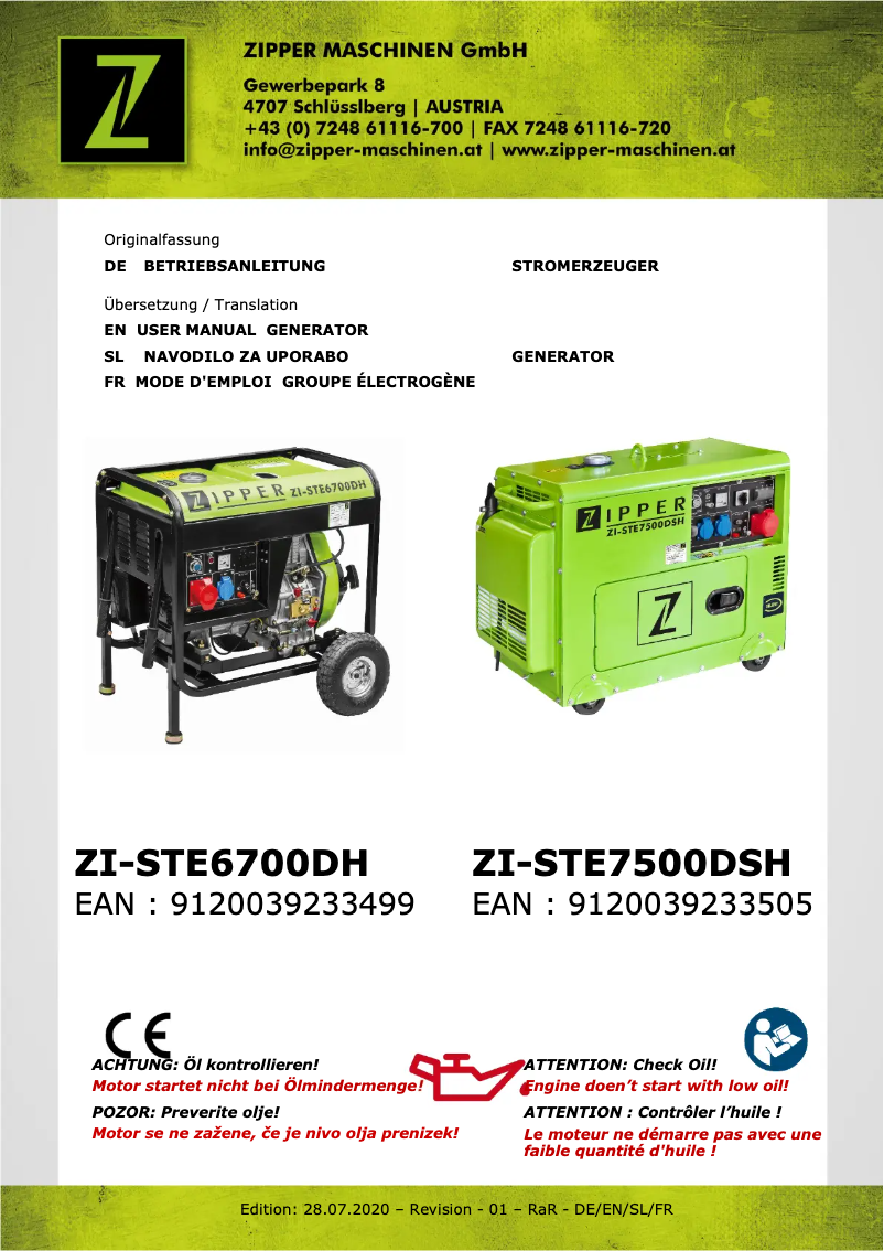 Page 1 de la notice Manuel utilisateur Zipper ZI-STE7500DSH