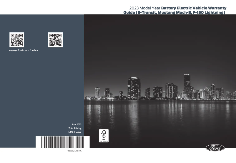 Página 1 del manual Información de garantía Ford Mustang Mach-E (2023)