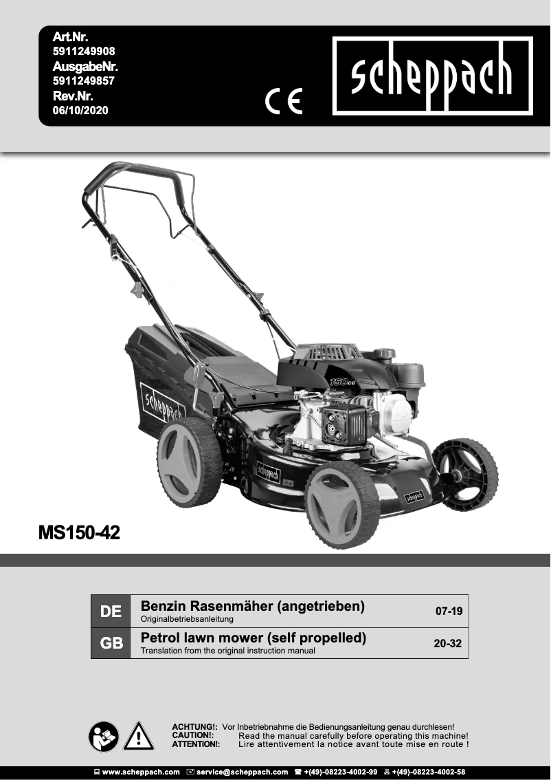 Page n°1 - Manuel utilisateur Scheppach MS150-42