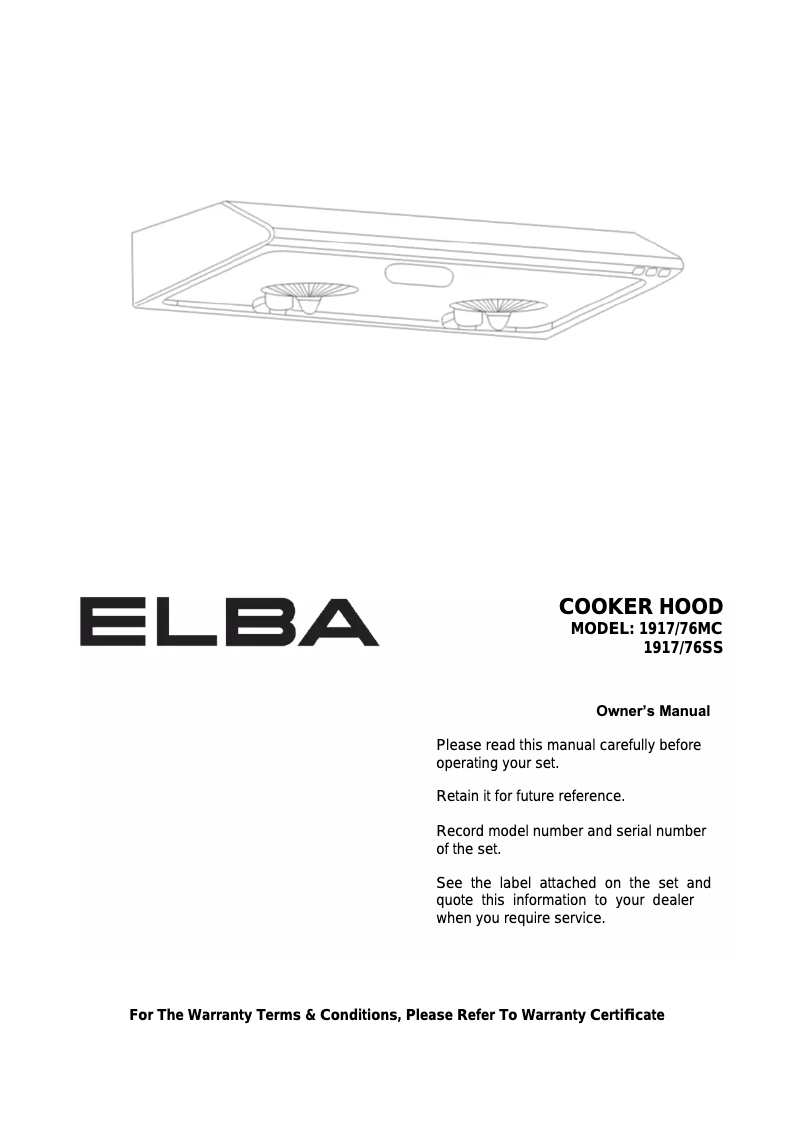 Page 1 de la notice Manuel utilisateur Elba 1917/76 MC