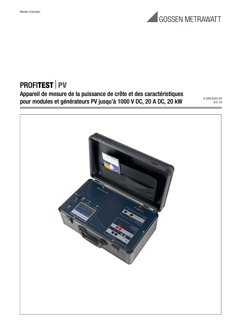 Image de la première page du manuel de l'appareil PROFITEST PV