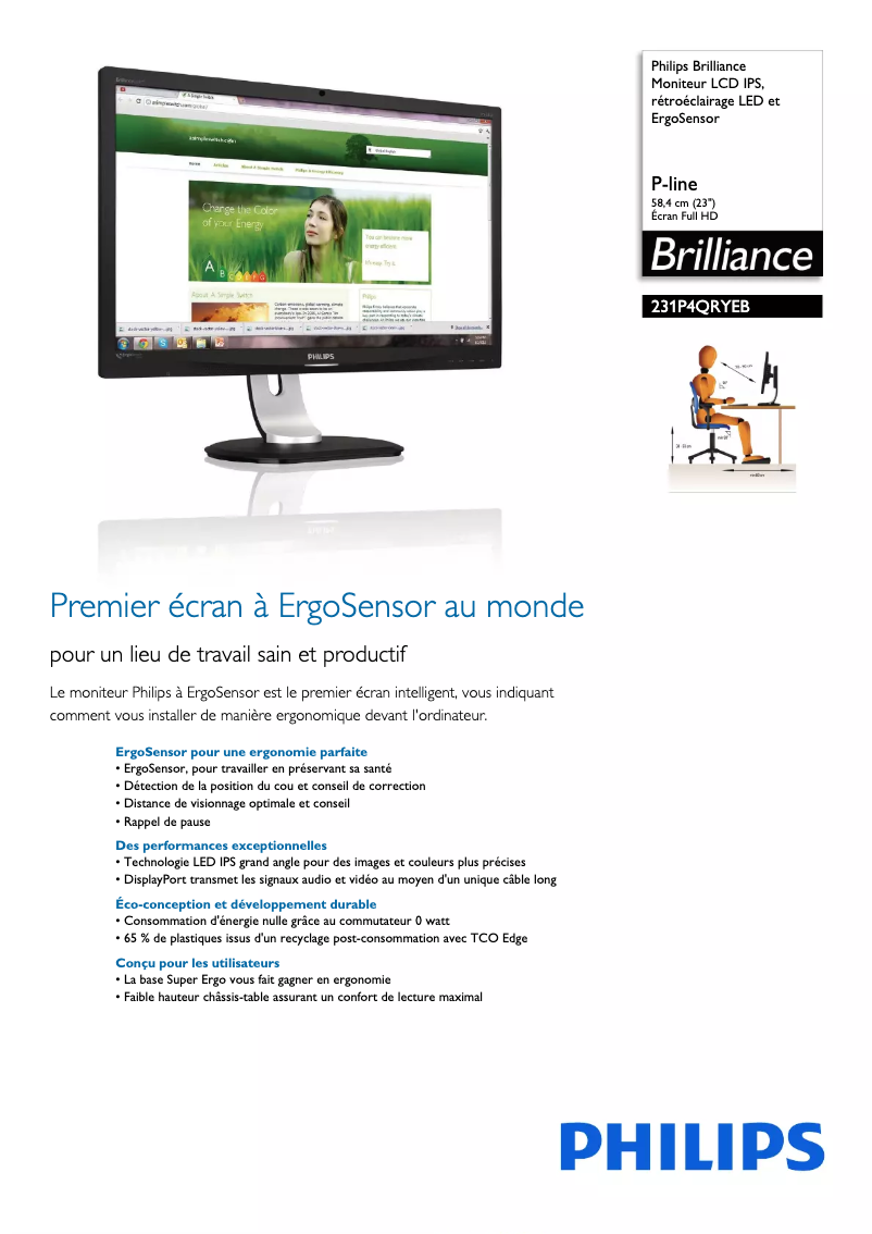 Image de la première page du manuel de l'appareil Brilliance 231P4QRYEB