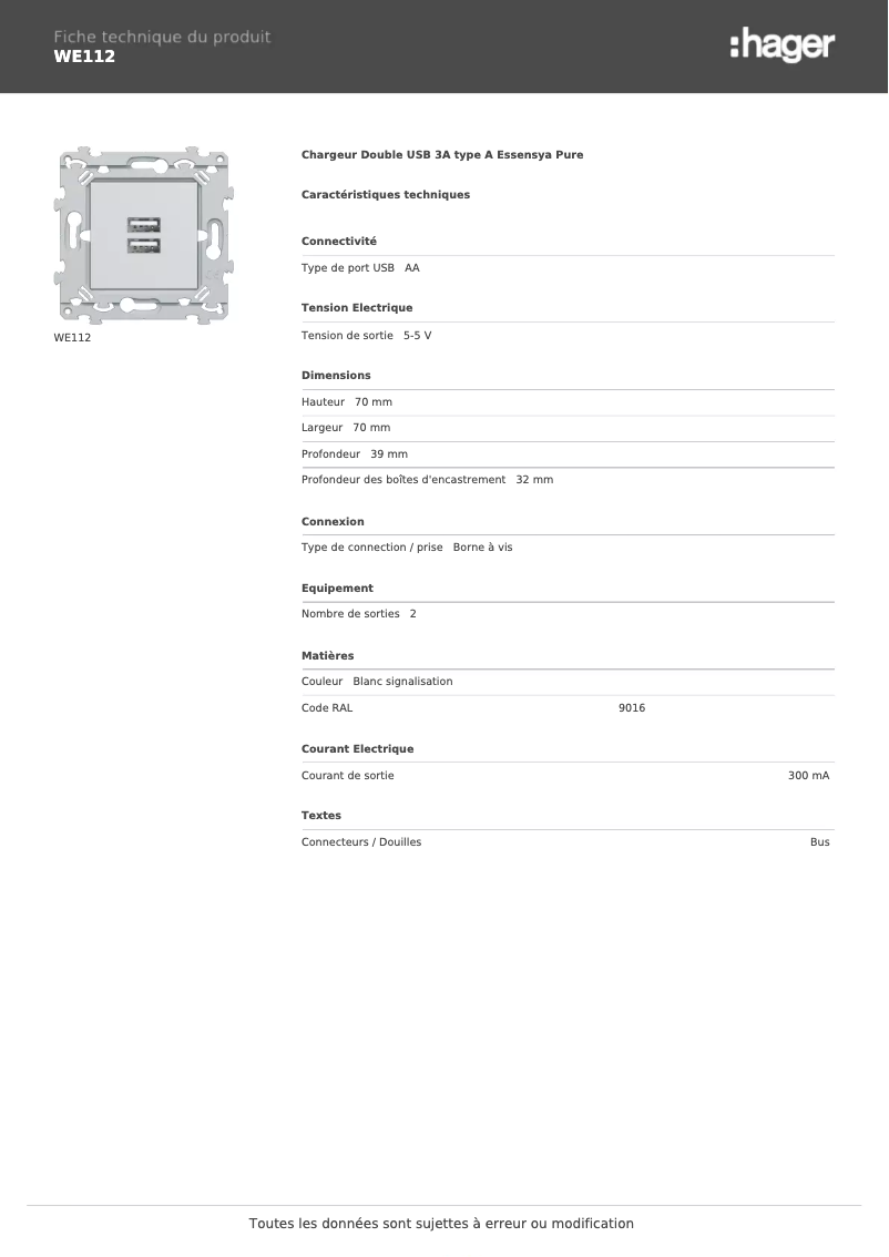 Image de la première page du manuel de l'appareil WE112