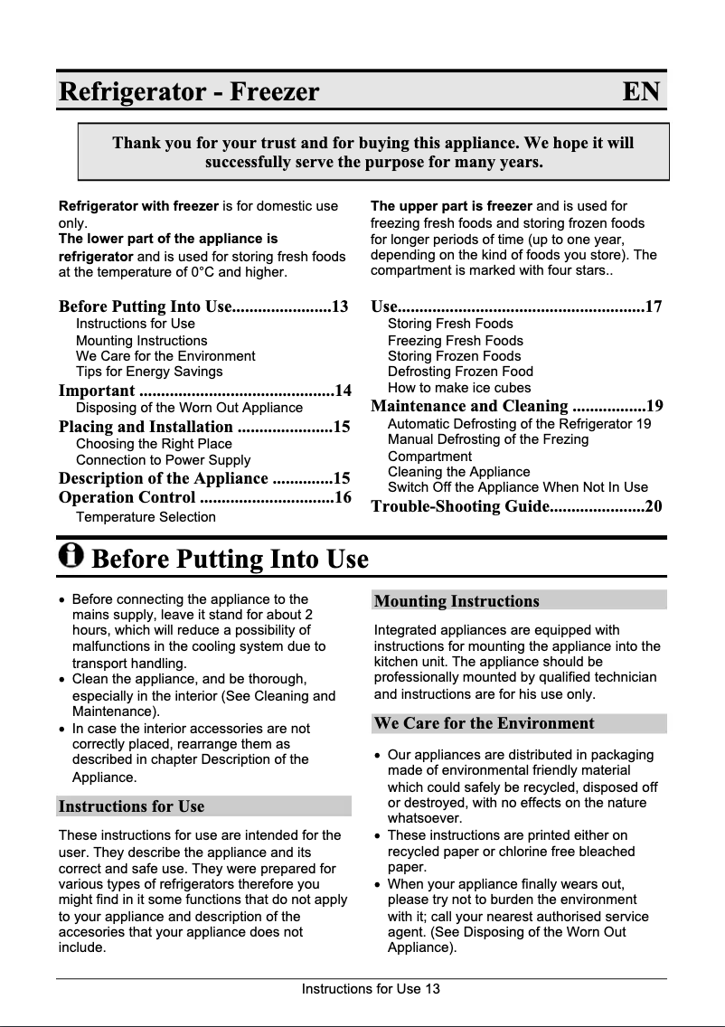 Page n°1 - Manuel utilisateur Gorenje RBI4145W