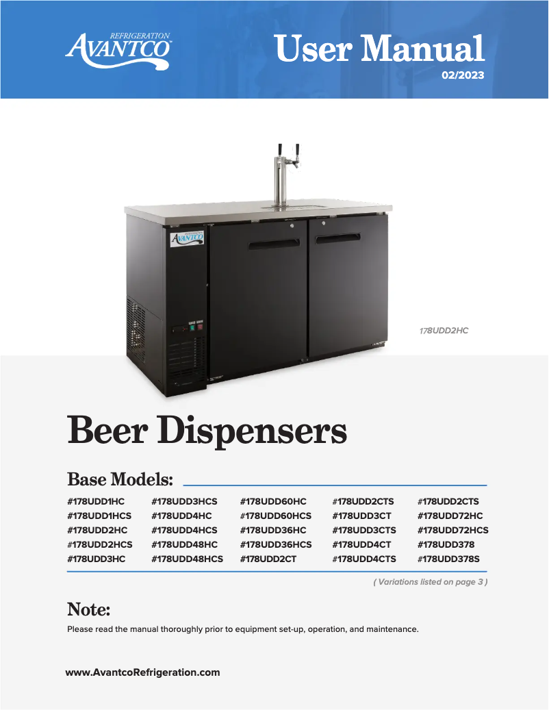 Página 1 del manual Manual de usuario Avantco UDD-72-HC-S