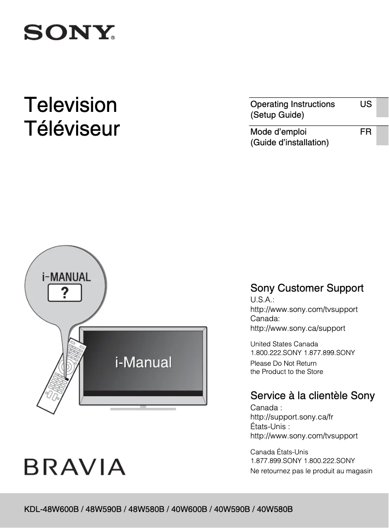 Page n°1 - Manuel utilisateur Sony Bravia KDL-48W590B