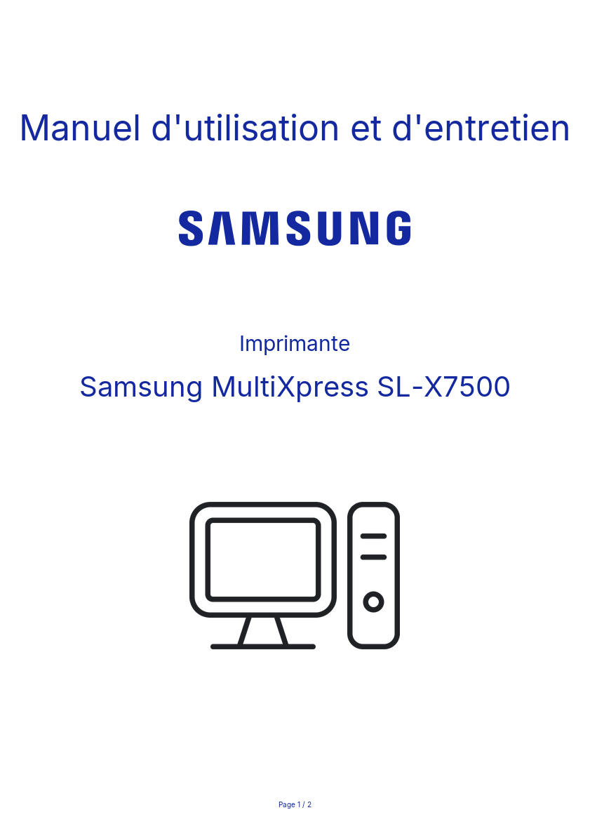 Image de la première page du manuel de l'appareil MultiXpress SL-X7500