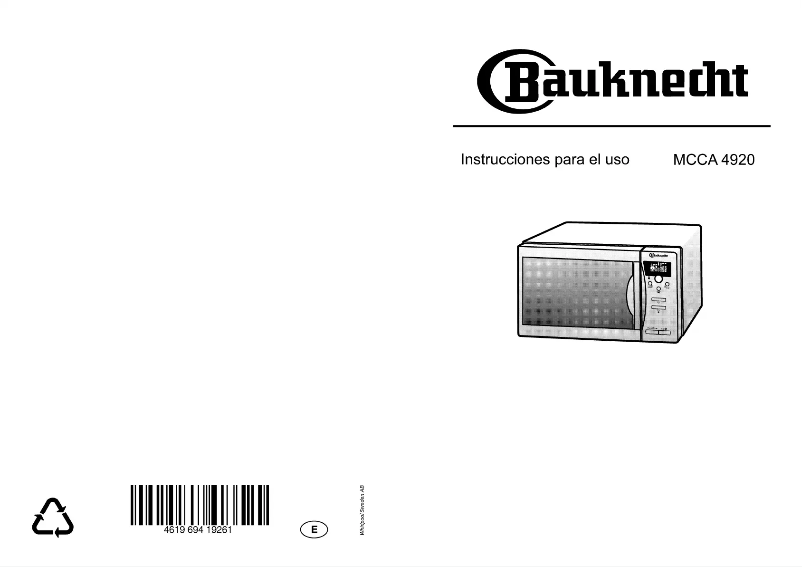 Image de la première page du manuel de l'appareil MCCA 4920 WH