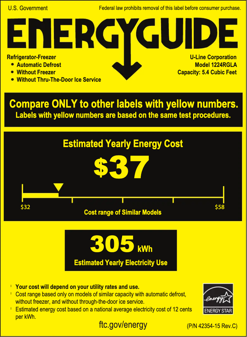 Page n°1 - Label énergétique U-Line U-1224RGL