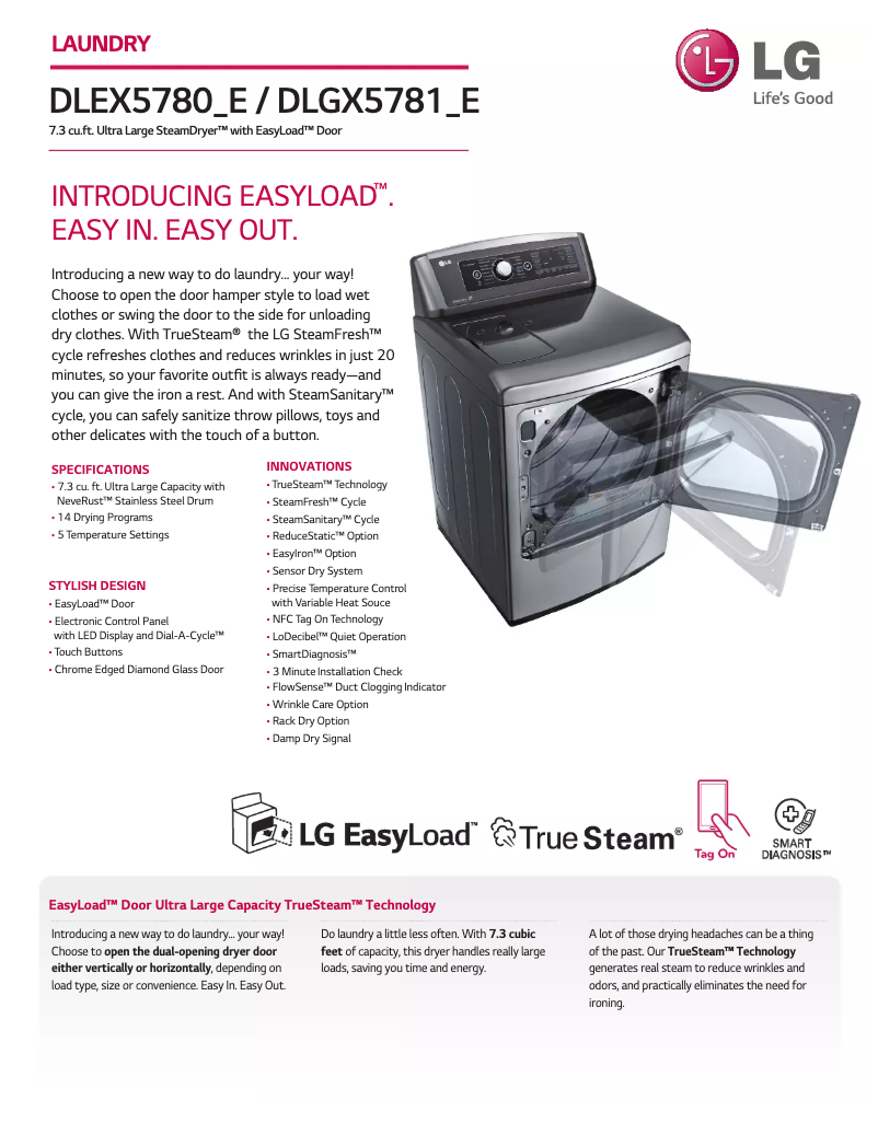 Page 1 de la notice Fiche technique LG DX5781E