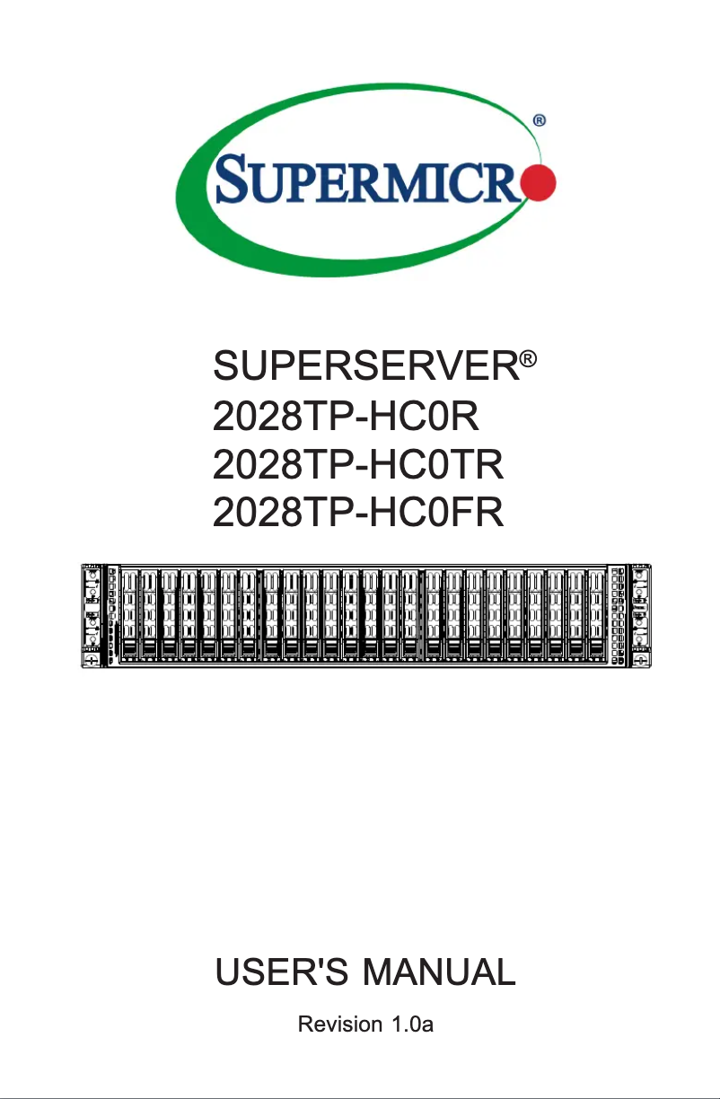 Image de la première page du manuel de l'appareil SuperServer 2028TP-HC0FR