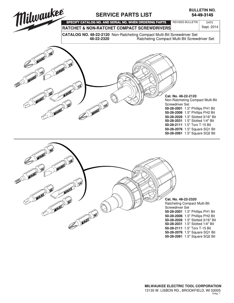 Page n°1 - Manuel utilisateur Milwaukee 48-22-2120