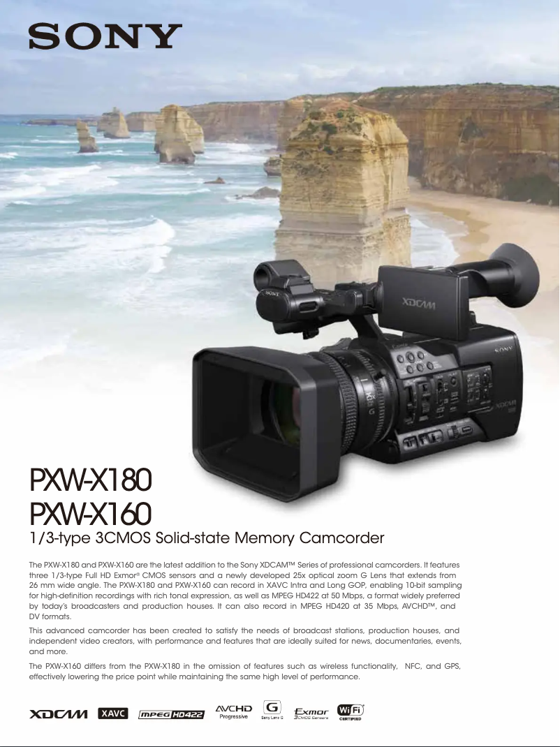 Page 1 de la notice Brochure Sony PXW-X160