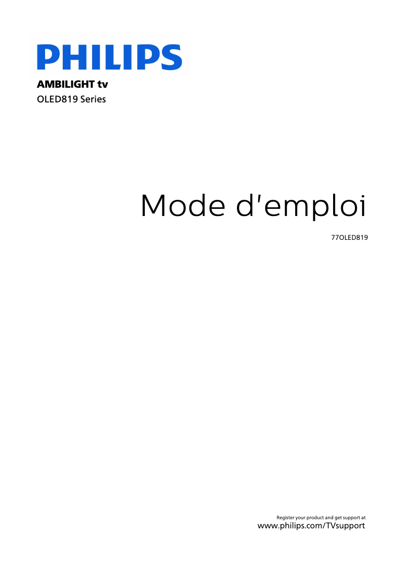 Page n°1 - Manuel utilisateur Philips 77OLED819