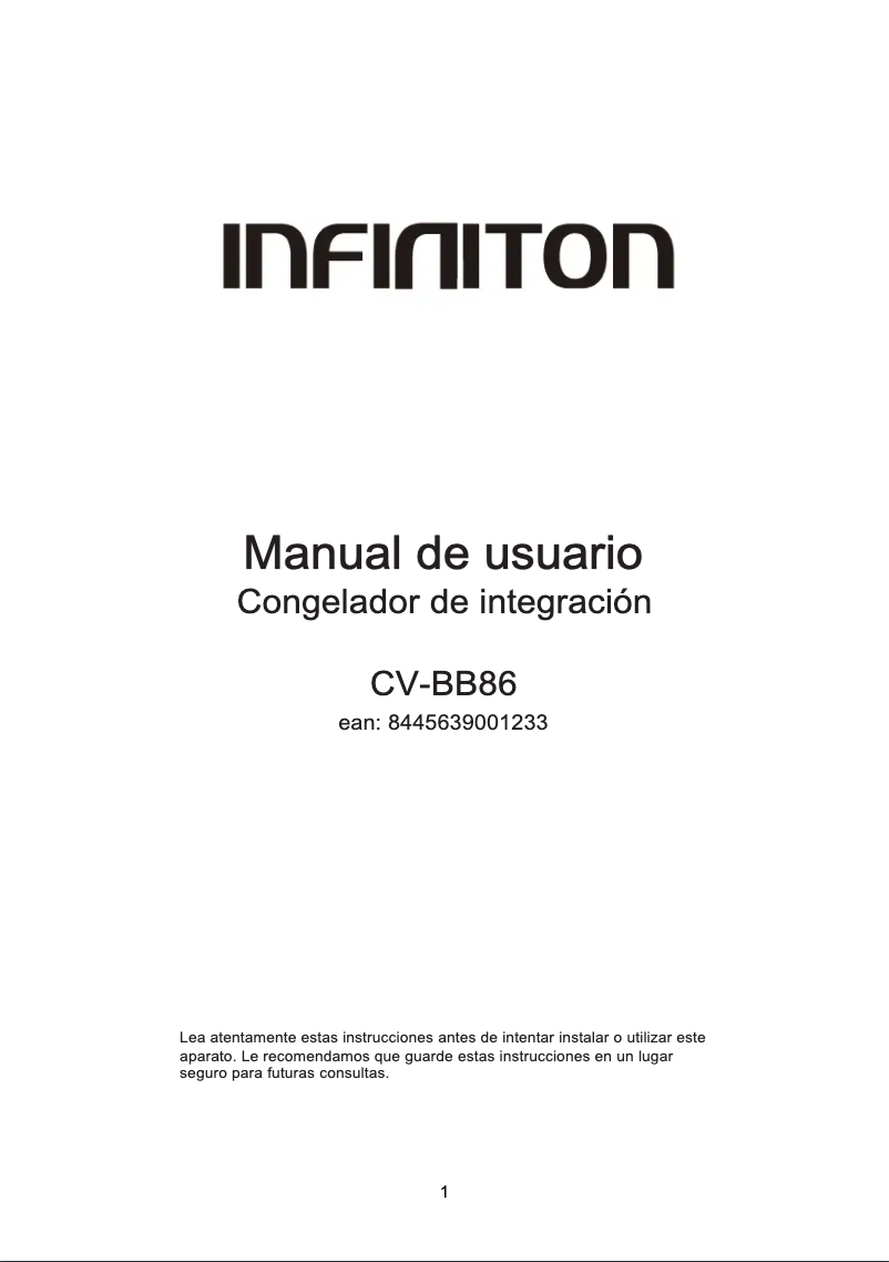 Page n°1 - Manuel utilisateur Infiniton CV-BB86